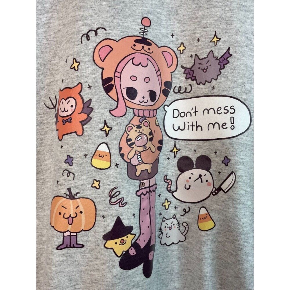 Halloween Don’t Mess With Me Sweatshirt – Ash Gray Graphic Crewneck Size L - Picture 2 of 7